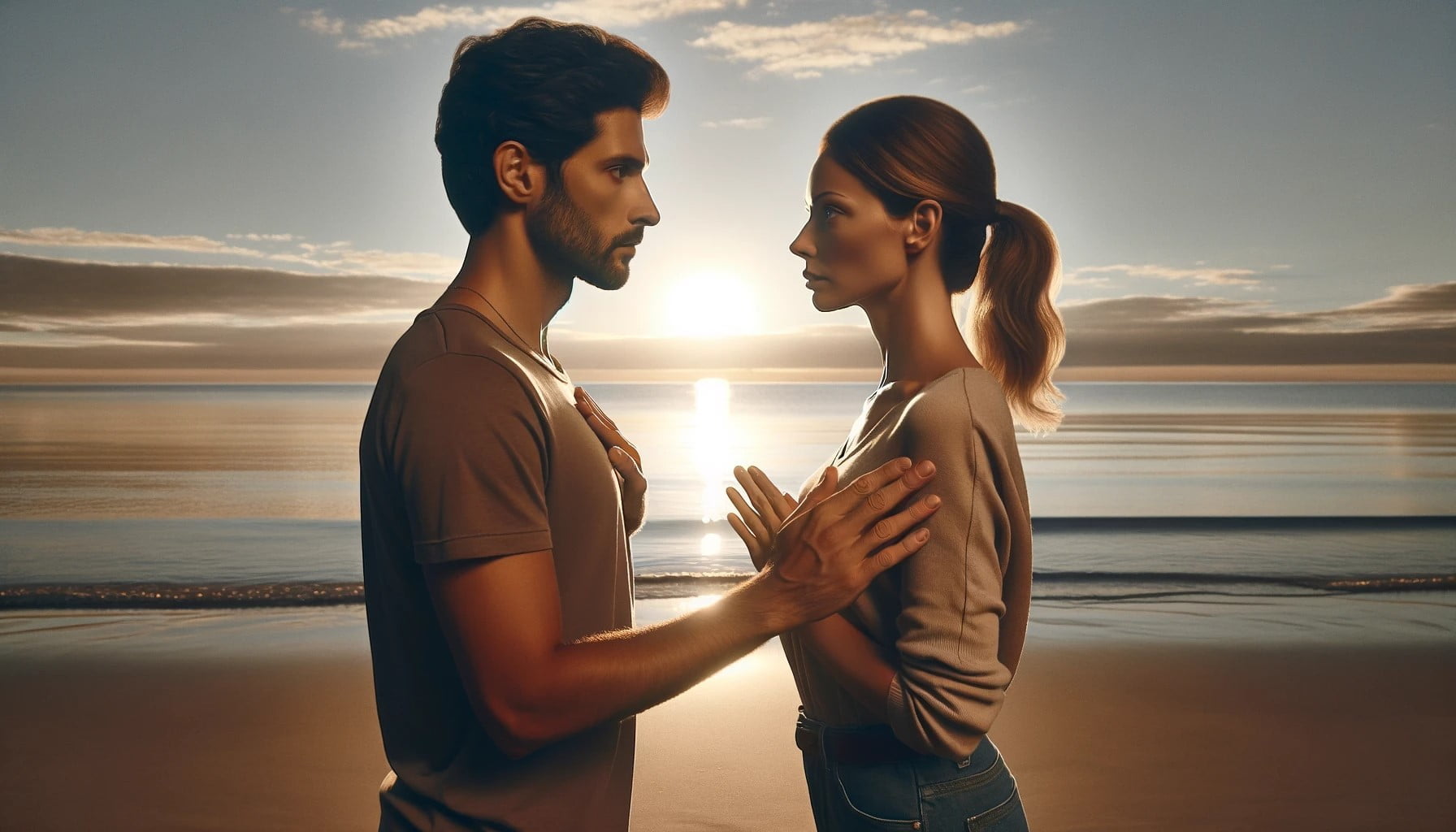 couple on the beach showing trust